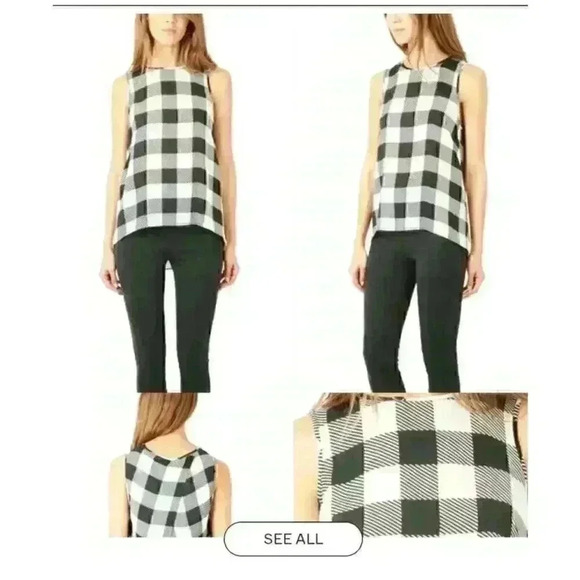 Rag & Bone Women's Forest Green and Ivory Harper Magnified Houndstooth Top XS - Picture 6 of 13